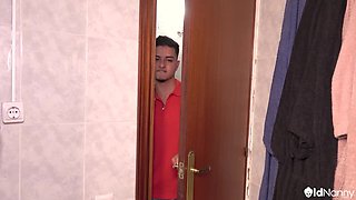 Liliane's Mature Charm Ignites in Wild Tattooed Bathroom Heat