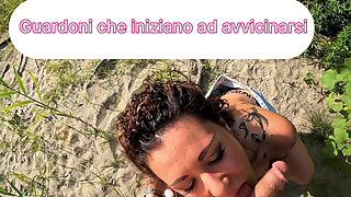 An Italian Couple Started Fucking Near a Nudist Beach and Put on a Show in Front of Voyeurs