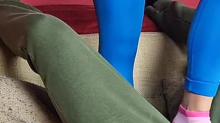 Ballbusting and Cock Trampling in Cute Socks and Leggings, Femdom Jozi Trample