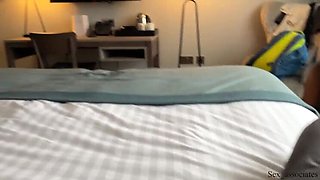 Hot Morning Surprise with a Coworker in a Shared Hotel Bed