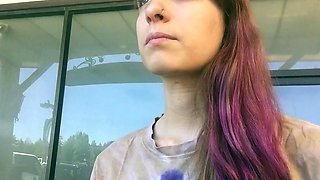 Sexy amateur redhead teen double dildo action