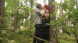 Passionate Outdoor Fuck in the Woods with Redhead Sofi and Cedric's Big Cock