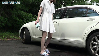 Bare Bliss Shaved Married Beauty Exposed Blowjob Car Wash Tease Tight Thrust Creampie Finish