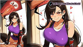 Tifa Lockhart In Her Purple Dress Satisfies The Guests!