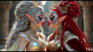 Beautiful Elves Princess Kissing, Ai Animation