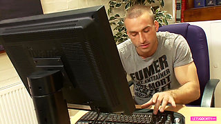 Threesome fuck in the library with blonde and brunette big boobed MILF's