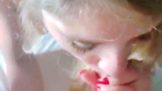 Cute blonde teen girlfriend awesome POV blowjob