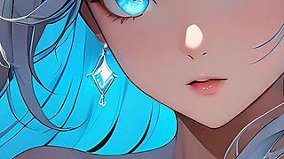 Soft Starlight a Beautiful Young Woman with Glowing Eyes in Animated Style