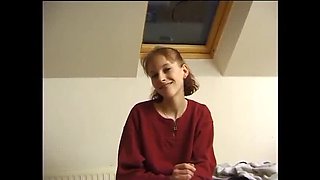 Brunette teen with small tits solo casting tease