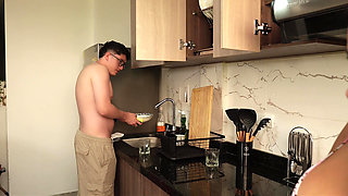 Was It All a Dream? Argument Over Dirty Crockery Ends in Sex with My Perfect Stepmom, Creampie in Pink Pussy