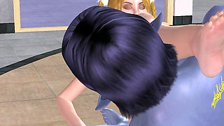Animated 3D Lesbian Porn - Young Woman and Blue Elf Woman Rubbing Pussies on Floor