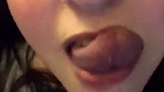 Amateur webcam brunette loves sucking on some fat cock