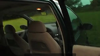 Granny sucks a chunky cock then gets fucked in the bushes