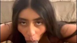 Mexican brown-haired is deep throating her paramour's jizz-shotgun while getting on all fours in front of him and then getting drilled