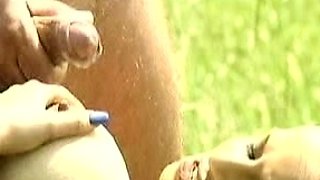 Young chick fucking old dick outdoor