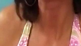 Busty MILF Fingers Hairy Pussy Dripping Wet in Lingerie