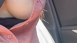 Flashing My Juicy Tits While I Drive Around