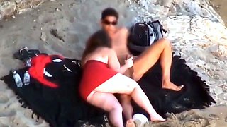 Chubby Niece devours cock on the beach
