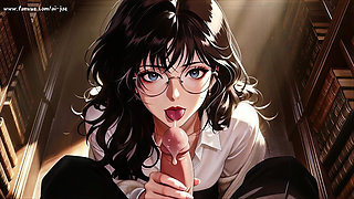 Glasses Beautiful Woman, the Private Study Session in the Library.super Temptation. Ai Generated