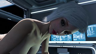 3D animation fuck on a space station with sexy blonde