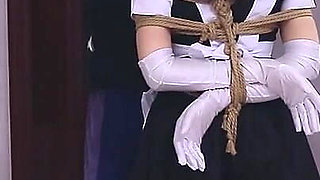 Whh02 - a Chinese Girl Wearing White Stockings and Blindfolded, Bound by Ropes Vibrates to Orgasm