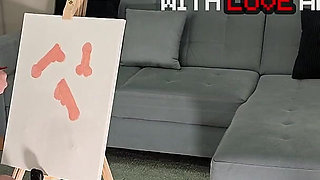 No Panties No Bra All Natural Big Tits Hot Blonde Art Teacher Sees Her Male Model Is Masturbating While Posing and She Joins