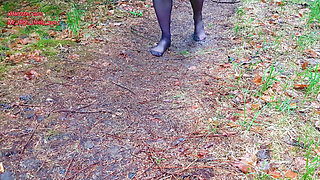 Nylon feet in the forest