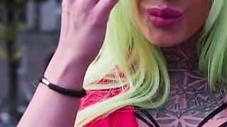 Amsterdam Bimbo Takes Big Cock Tour - Public