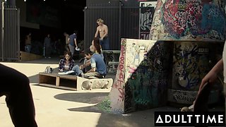 Teen at a pool party Charlotte Sins begs for ROUGH DEEP ANAL and a HUGE CUMSHOT on her holes!