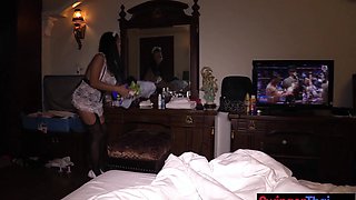 Busty Thai MILF in uniform fucks master