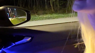 Fucked Busty Sexy Blonde in a Car and Came on Her Face