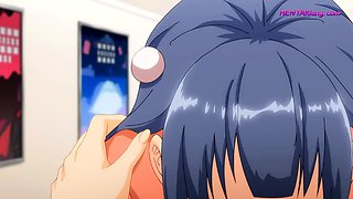 Blue haired anime beauty finally surrenders and gets filled