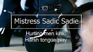 Harsh Tongue Play! Destroying Your Tongue with My Heels. Kink Hurting Men