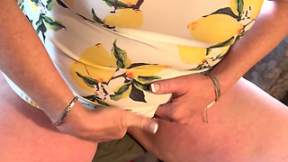 Mature Bonemaiden Pulls Her Skirt up and Masturbates