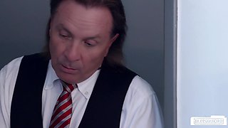 Big George's Inked Seductress Ignites Fierce Office Passion