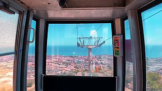 Innocent looking redhead gives blowjob on her knees in POV