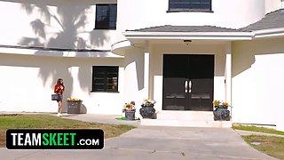 Horny boss ambles in on his bored nanny rubbing her vagina