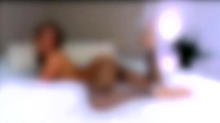 Brunette with foot fetish rubs big dick with her feet in POV