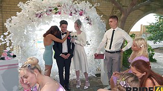 Addictive babe tries anal on her wedding day with another man