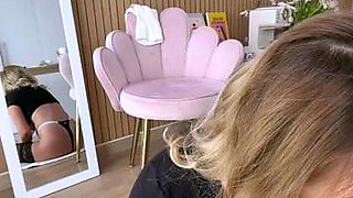 Blonde Teases in Bunny Top & Stockings