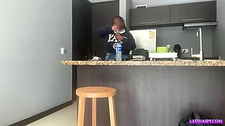 Ebony Maid Latinaspy Serves TC with Her Massive Natural Tits