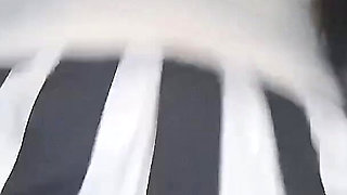 Chubby Brunette Girl in Miniskirt Rides Pink Dildo - Hairy Pussy