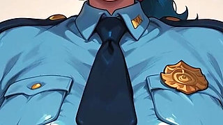 Blue Hair Ai Fanart Police Officer