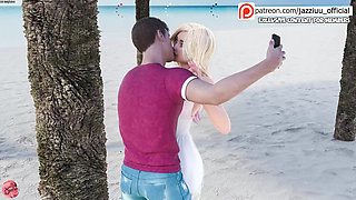 Hot girl from school gives me a blowjob on the beach until I cum in her mouth - Jazziuu