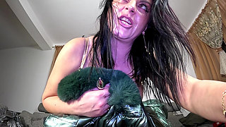Shiny Leggings Cameltoe, Downjacket Play & Anal Plug Solo Fetish
