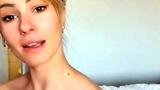 Blonde teen in solo action with her pussy