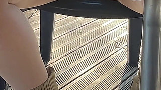 Small Café on the Terrace with a Transparent Top and a Mini Skirt No Panties