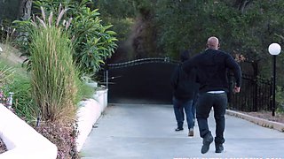 Schoolgirl brunette doggystyle and blowjob