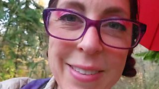 Nerdy Faery Pissing Outdoors - Petite Hairy Pussy Solo Pee in Public Toilet