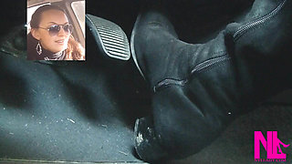 Driving Fast in Black Suede Knee High Boots
